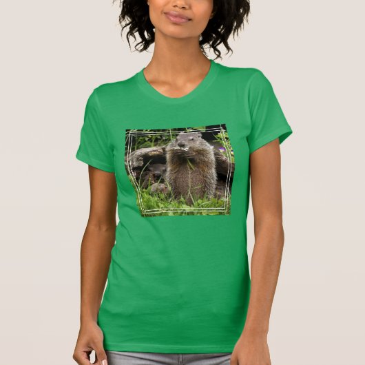 花を食べるグラウンドホッグ Tシャツ (正面)