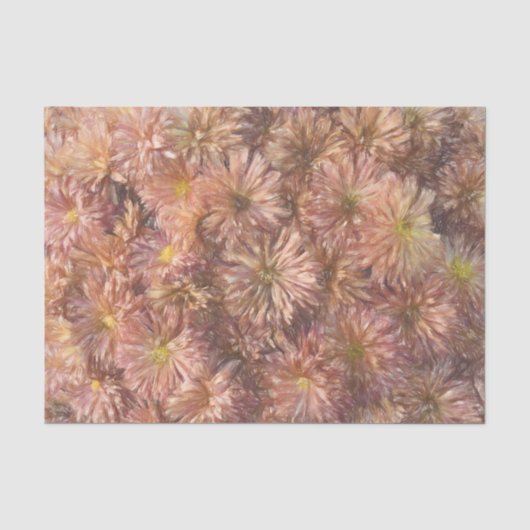 花を飾ったおしゃれなピンクのパステルカラーの菊の切り抜き 薄葉紙 (正面)
