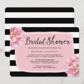 花を飾ったおしゃれな ブライダルシャワーの招待状 / ピンク 招待状 (正面/裏面)