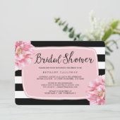 花を飾ったおしゃれな ブライダルシャワーの招待状 / ピンク 招待状 (スタンド正面)