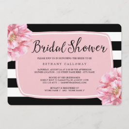 花を飾ったおしゃれな ブライダルシャワーの招待状 / ピンク 招待状