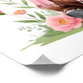 花を飾ったかわいいハイランド牛の赤ちゃん ポスター (角)