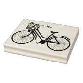 花を飾ったかわいい自転車の木製スタンプ ラバースタンプ (スタンプ)