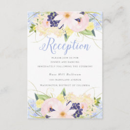 花を飾ったビンテージスタイルの春の結婚式の披露宴 エンクロージャーカード