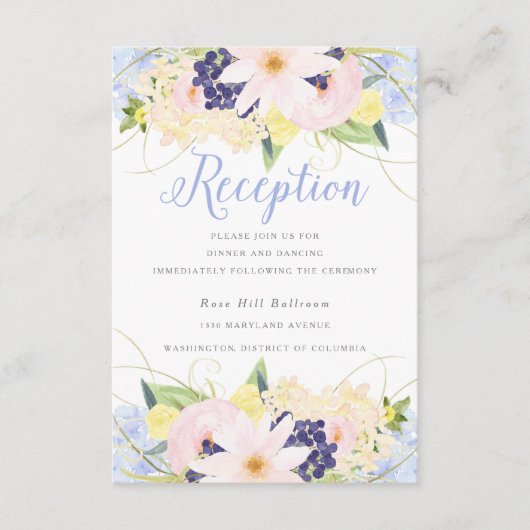 花を飾ったビンテージスタイルの春の結婚式の披露宴 エンクロージャーカード (正面)