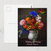 花を飾ったピッチャーの静物画 誕生日ギフト ポストカード (正面/裏面)