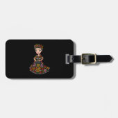 花を飾ったメキシコ人形 ラゲッジタグ (正面横)