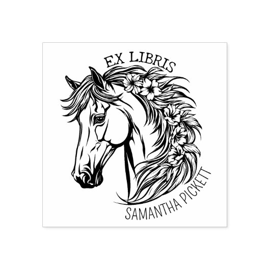 花を飾った優雅な馬のブックマーク, エクセレントブックの本のしるし ラバースタンプ (インプリント)