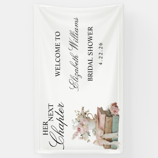 花を飾った次の章 ブライダルシャワーのウェルカムサイン 横断幕 (縦)