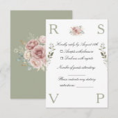 花を飾った結婚式の招待状カード 出欠カード (正面/裏面)