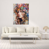 花を飾った美しい少女のポスター ポスター