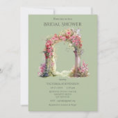 花を飾った豪華なウェディングアーチのブライダルシャワー 招待状 (正面)