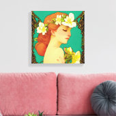 花を髪に入れたケルトの女性 キャンバスプリント (インサイチュ (リビング))