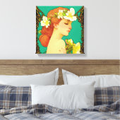花を髪に入れたケルトの女性 キャンバスプリント (インサイチュ (寝室))