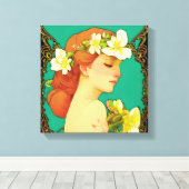 花を髪に入れたケルトの女性 キャンバスプリント (インサイチュ (ウッドフロア))