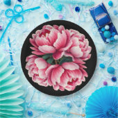 花を黒い背景に紙プレート ペーパープレート (パーティー)