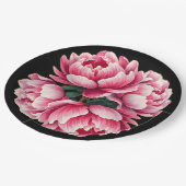 花を黒い背景に紙プレート ペーパープレート (アングル)