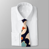 花アイソメブルーベージュ花のパターン ネクタイ (タイ)