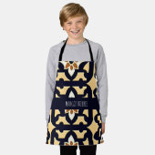 花アイソメボックスベージュ植物模様 エプロン (着用した状態)