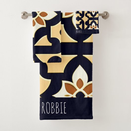 花アイソメボックスベージュ植物模様 バスタオルセット (インサイチュ)