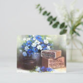 花アンティーク木製広告のクラット葉書 ポストカード (スタンド正面)