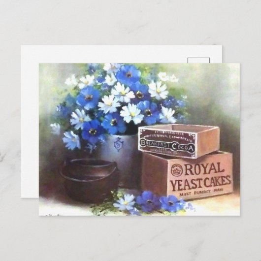 花アンティーク木製広告のクラット葉書 ポストカード (正面/裏面)