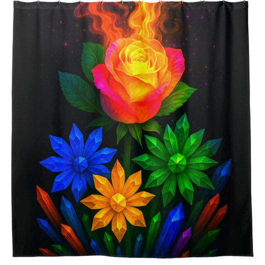 花アートデザイン シャワーカーテン (正面)