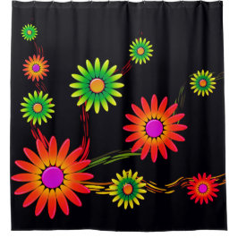 花アート シャワーカーテン