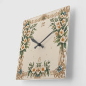 花アールデコ スクエア壁時計 (傾斜)