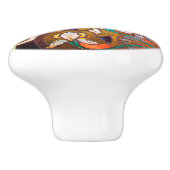 花アールヌーボーのステンドグラス セラミックノブ (側面)