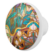 花アールヌーボーのステンドグラス セラミックノブ (右)