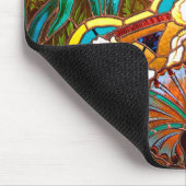 花アールヌーボーのステンドグラス マウスパッド (コーナー)