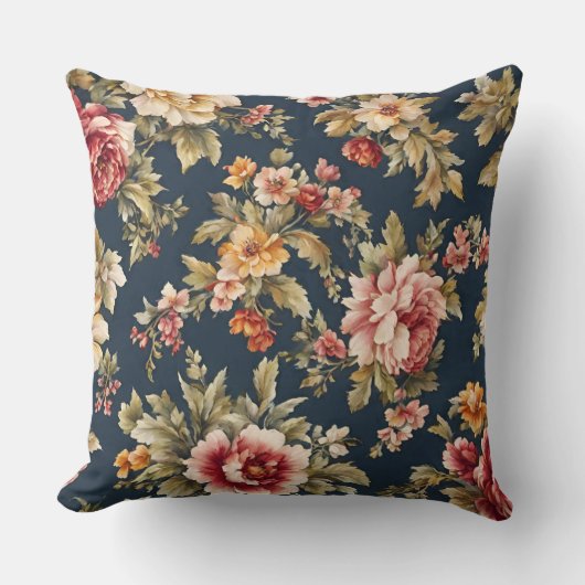 花イタリアン柄の美しい織物 クッション (正面)