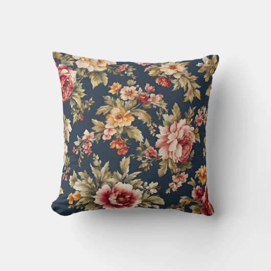 花イタリアン柄の美しい織物 クッション (正面)