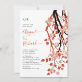 花イニシャル結婚の枝 招待状 (正面)