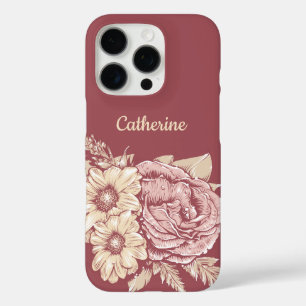 花イラストレーション名前をカスタムするの電話ケース iPhone 16 PROケース