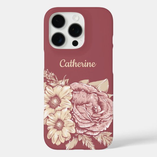 花イラストレーション名前をカスタムするの電話ケース Case-Mate iPhoneケース (裏面)