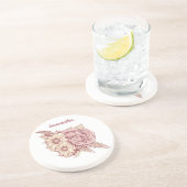 花イラストレーション名前をカスタムする砂岩コースター コースター (側面)