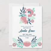 花イラスト フラット 洗礼招待状 招待状 (正面)
