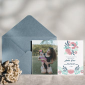 花イラスト フラット 洗礼招待状 招待状