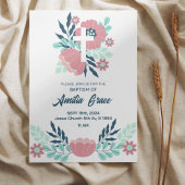 花イラスト フラット 洗礼招待状 招待状