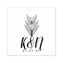 花イラスト ミニマルイニシャルロゴ ウェディング