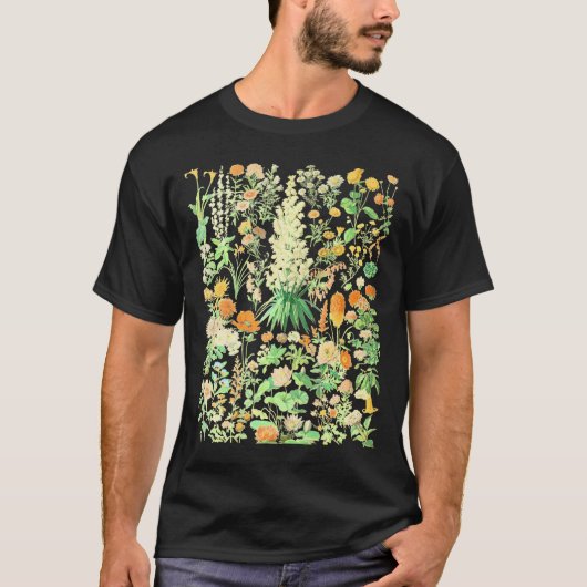 花インスパイア植物図 Tシャツ (正面)