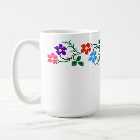 花エスニック刺繍マグカップ コーヒーマグカップ (左)