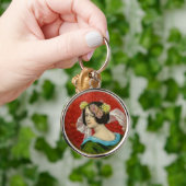 花エナメル付きロマンチックヴィンテージ キーホルダー (手)