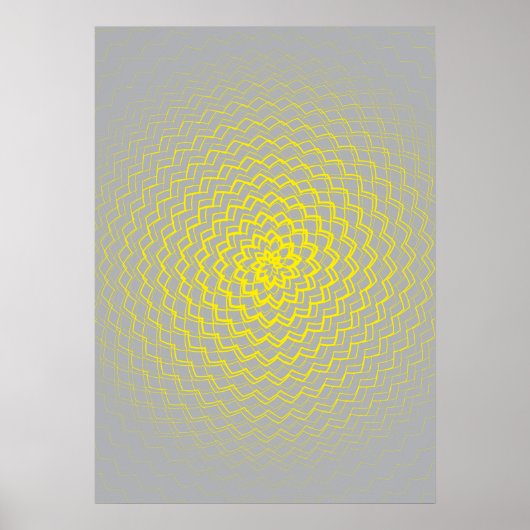 花エネルギーパターン黄色い灰色 ポスター (正面)