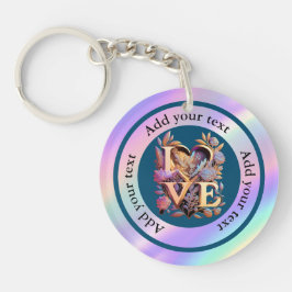 花エレガントとハートと黄金の愛 キーホルダー