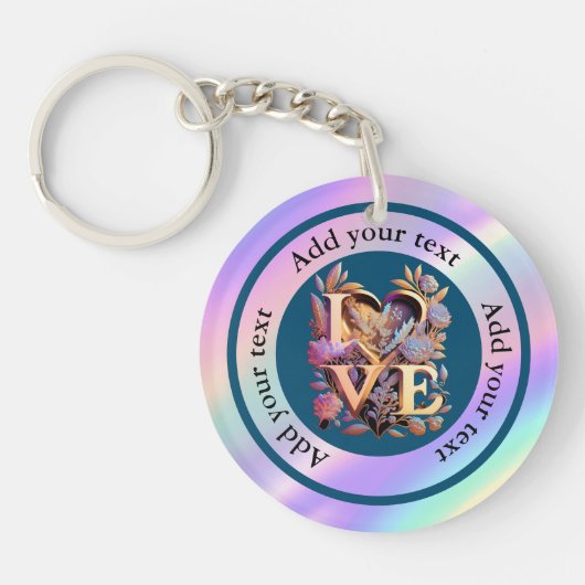 花エレガントとハートと黄金の愛 キーホルダー (正面)