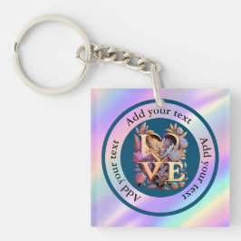 花エレガントとハートと黄金の愛 キーホルダー