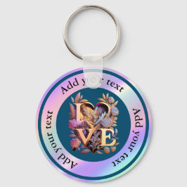 花エレガントとハートと黄金の愛 キーホルダー